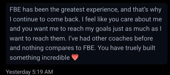 Client message about returning to the program again and again